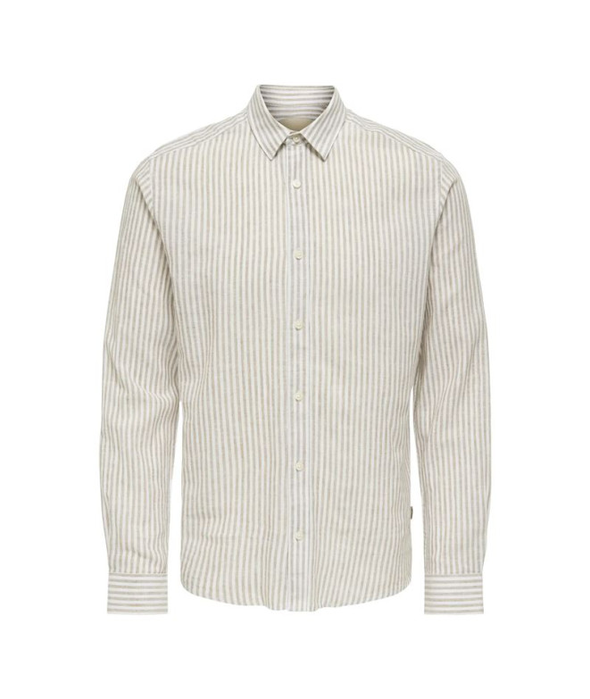 Camisa Only & Sons Onscaiden Life Ls Stripe Linen 660 Noos Hombre Chinchilla