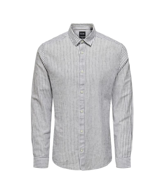 Camisa Only & Sons Onscaiden Life Ls Stripe Linen 660 Noos Hombre Dark Navy