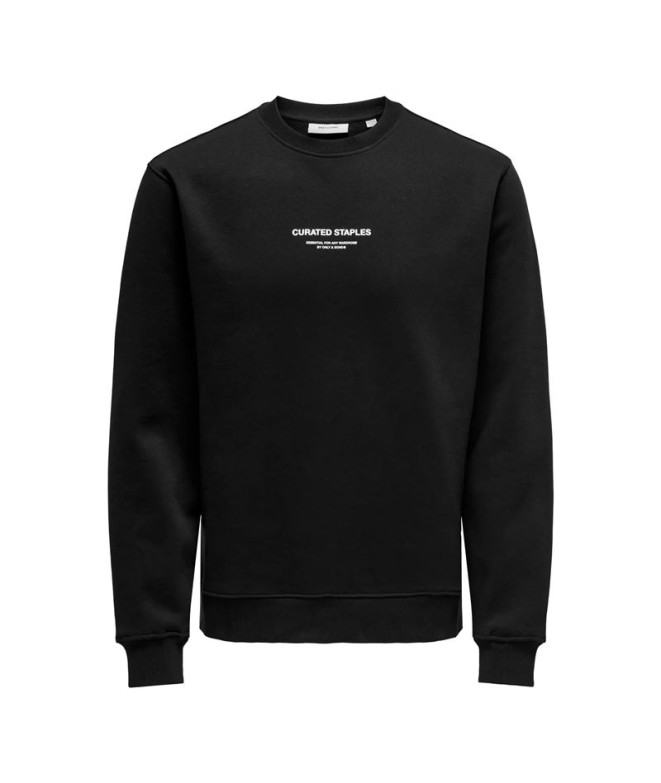 Sudadera Only & Sons Onscurated Reg Crew Neck Noos Hombre Negro