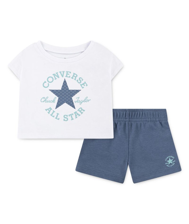 Set Converse Cnvg Boxy Tee & Short Set Niña Lakeside Azul