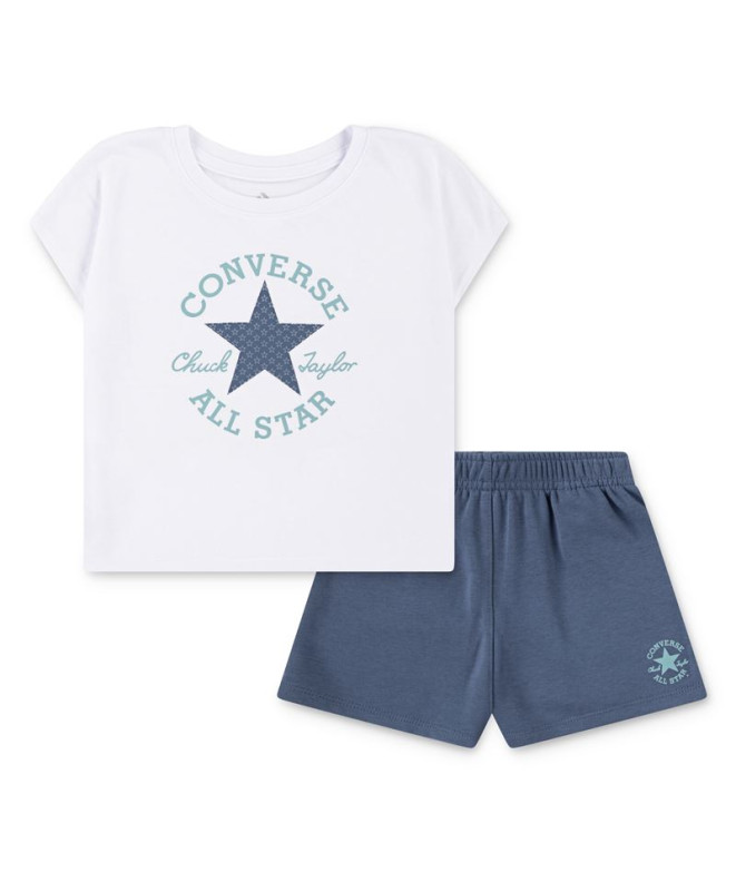 Set Converse Cnvg Boxy Tee & Short Set Niña Lakeside Azul
