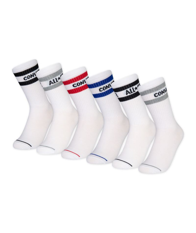Meias Converse Wordmark Crew 6Pk Branco Menino