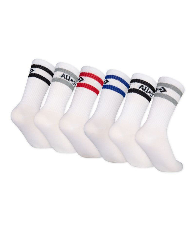 Meias Converse Wordmark Crew 6Pk Branco Menino