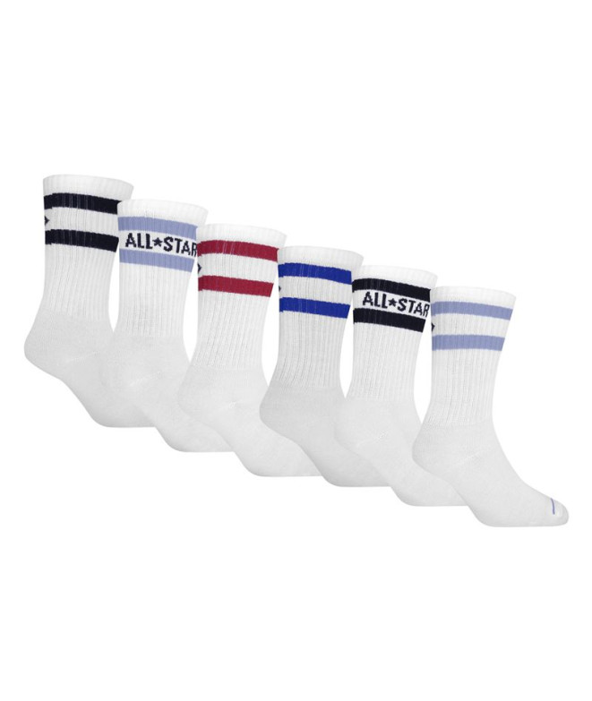 Meias Converse Wordmark Crew 6Pk Branco Menino