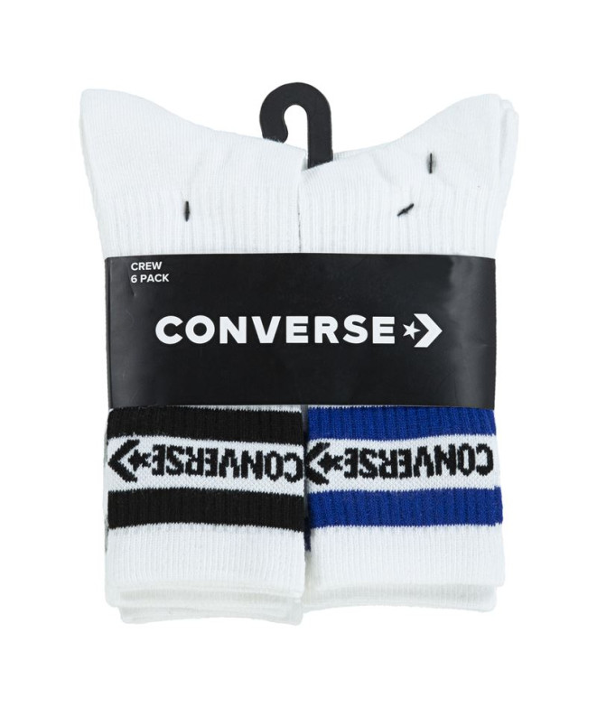 Meias Converse Wordmark Crew 6Pk Branco Menino