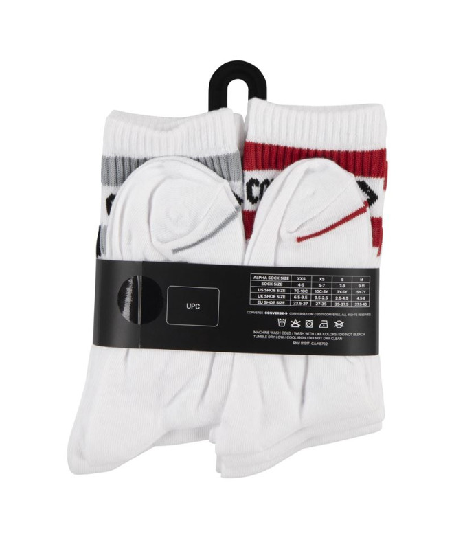 Meias Converse Wordmark Crew 6Pk Branco Menino