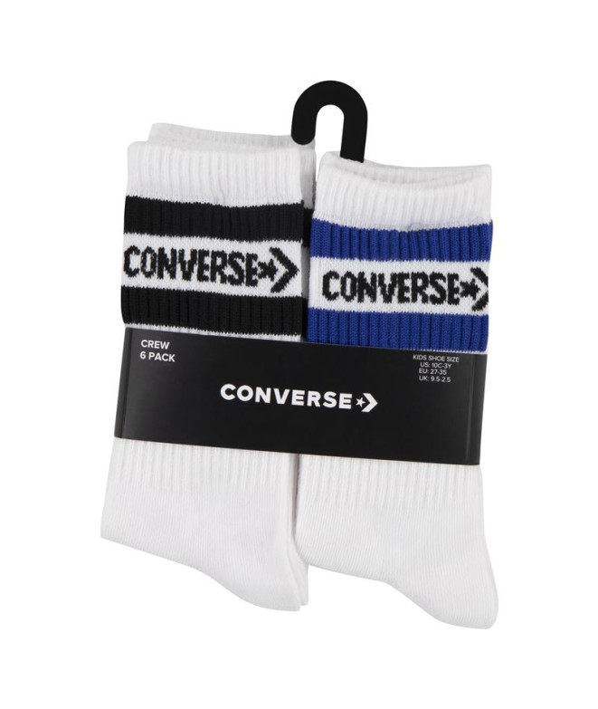 Meias Converse Wordmark Crew 6Pk Branco Menino