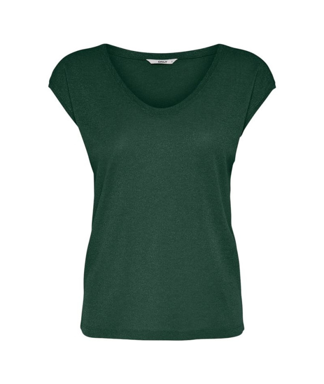 Camiseta Only Onlsilvery S/S V Neck Lurex Noos Sycamore Mujer