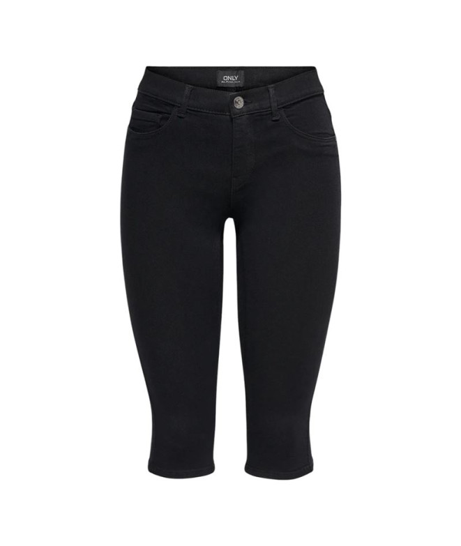 Calça Only Onlrain Life Reg Sk Knickers Dnm Noos Preto Mulher