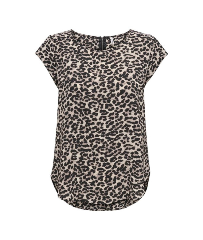 Camiseta Only Onlvic S/S Aop Noos Pumice Stone Aop:Leo Mulher