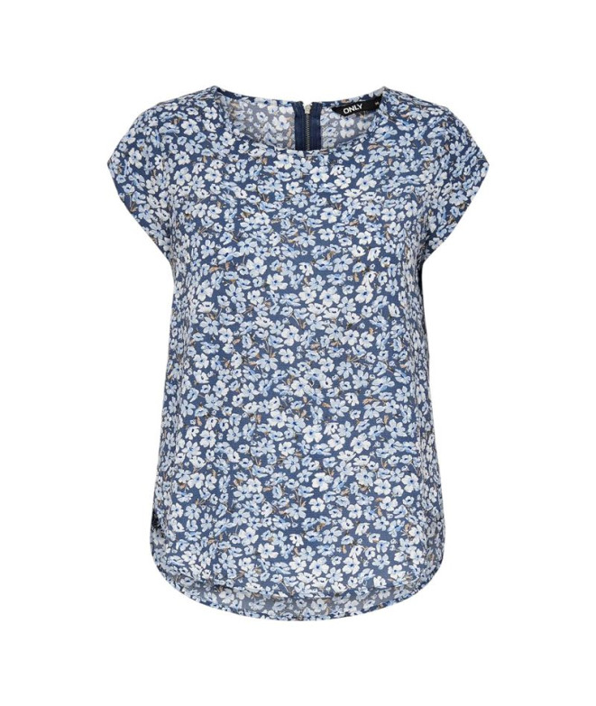Camiseta Only Onlvic S/S Aop Noos Vintage Indigo Aop:R Mujer