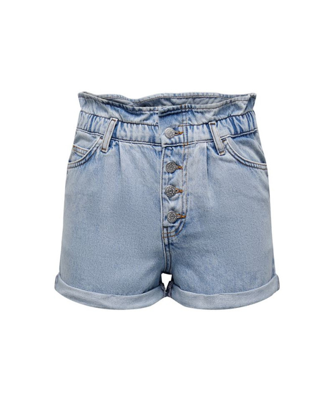 Pantalón Only Onlcuba Paperbag Dnm Noos Light Blue Denim Mujer