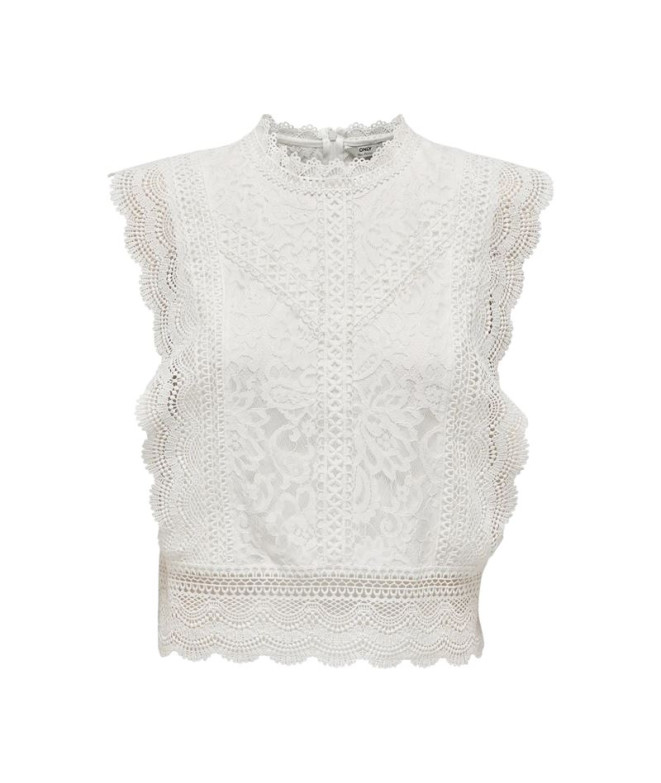 Camiseta Only Onlkaro S/L Lace Noos Cloud Dancer Mujer