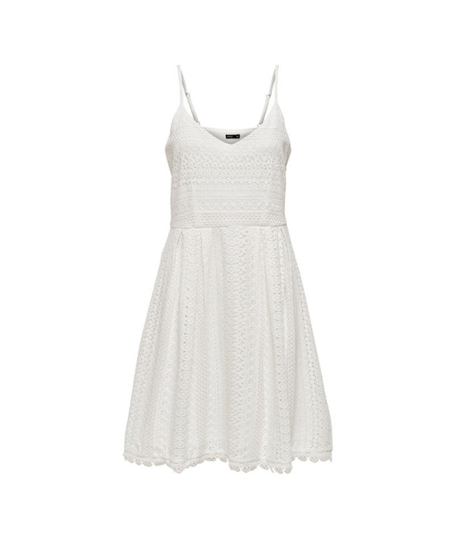 Vestido Only Onlhelena Lace S/L Short Noos Cloud Dancer Mujer