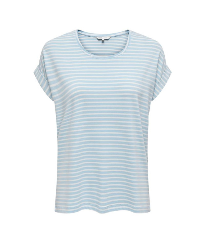 Camiseta Only Onlmoster Stripe S/S O-Neck Noos Mulher Clear Sky