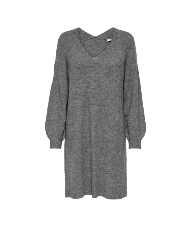 Vestido Only Jdyelanora L/S V-Neck Knt Noos Mujer Dark Grey Melange