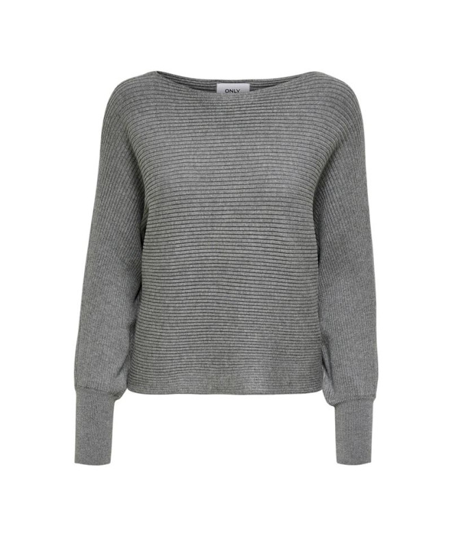 Sudadera Only Onladaline L/S Short Pullo Knt Noos Medium Grey Melange Mujer