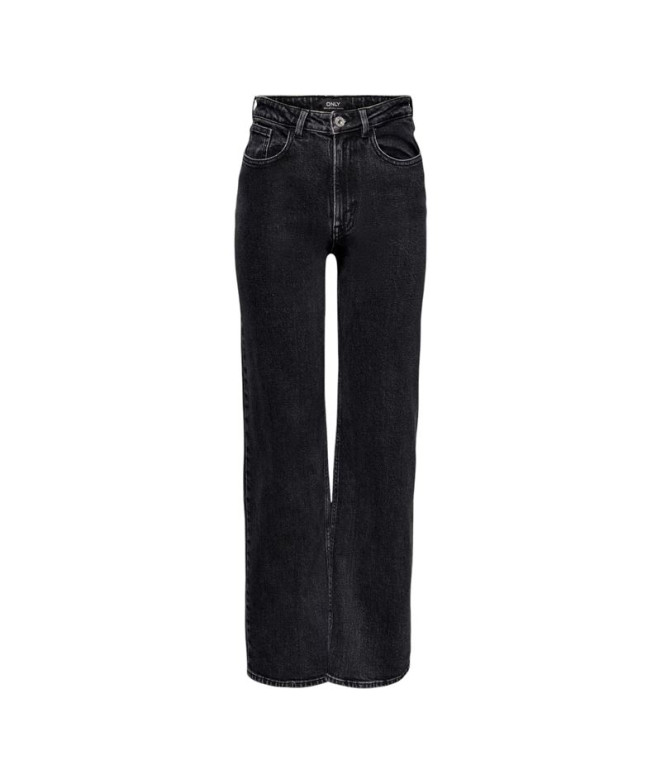 Calça Only Onljuicy Hw Wide Leg Rea244 Noos Black Denim Detalhe:N Mulher