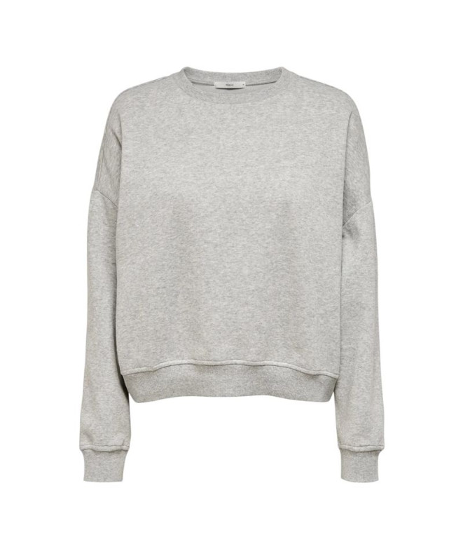 Moletom Only Onl Life L/S Crew Oversize Noos Light Grey Melange Mulher