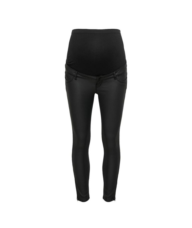 Calça Only Olmkendell Reg Sk Ank Coated Dnm Noos Preto Mulher