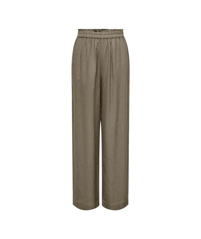 Calça Only Onltokyo Hw Linen Blend Noos Mulher Brindle