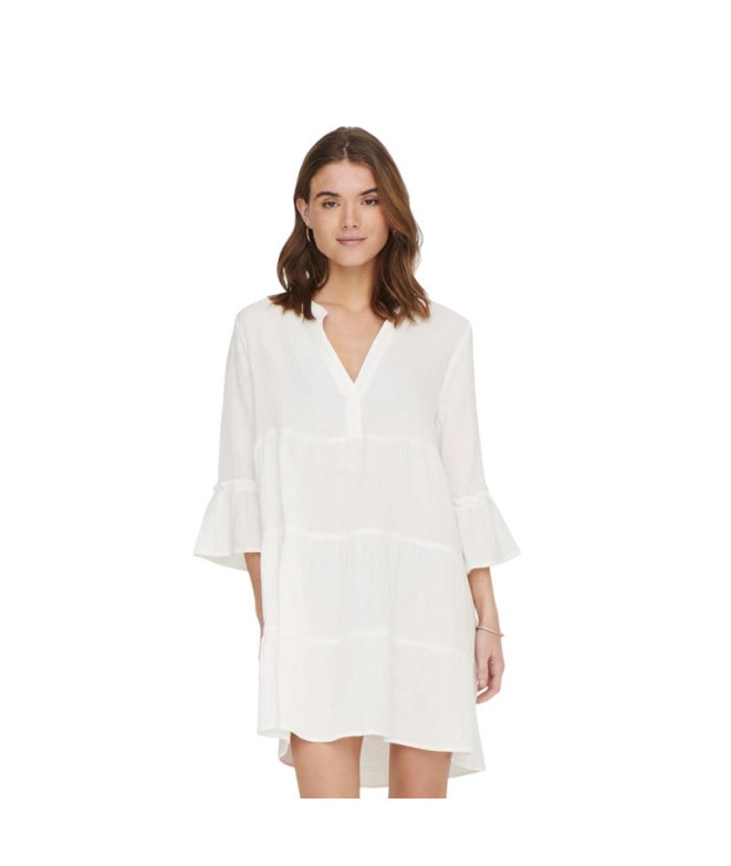 Vestido Only Onlthyra Peplon Noos Cloud Dancer Mujer