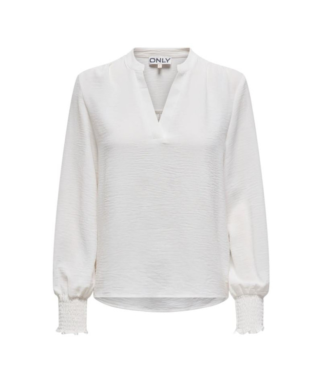 Camiseta Only Onlmette V-Neck Ls Smock Noos Cloud Dancer Mujer