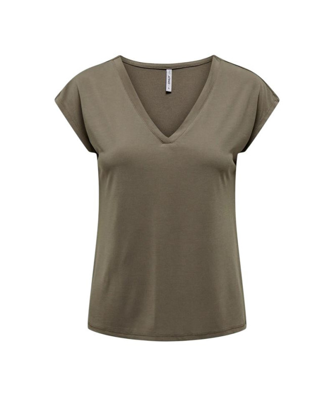 Camiseta Only Onlfree Life S/S Mod.V-Neck Noos Walnut Mujer