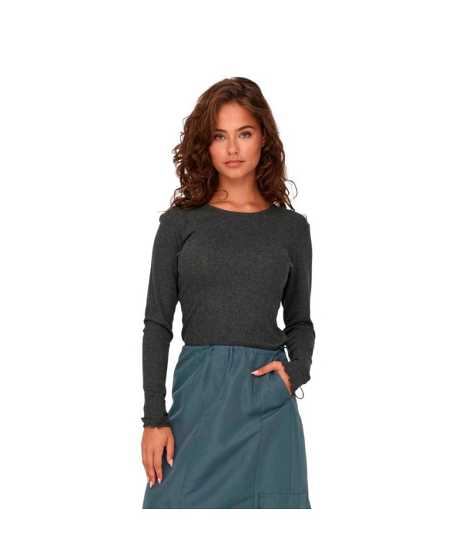 Camiseta Only Onlcarlotta L/S Noos Dark Grey Melange Mujer