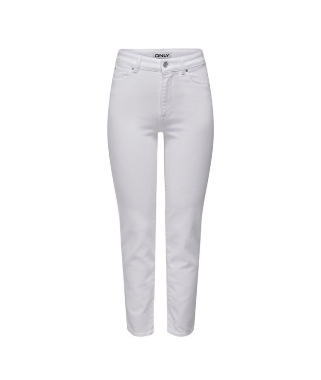 Pantalón Only Onlemily Stretch Hw Str Ank Dnm Noos White Mujer