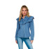 Camisa Only Onlindigo Ls Frill Dnm Qyt Noos Medium Blue Denim Mujer