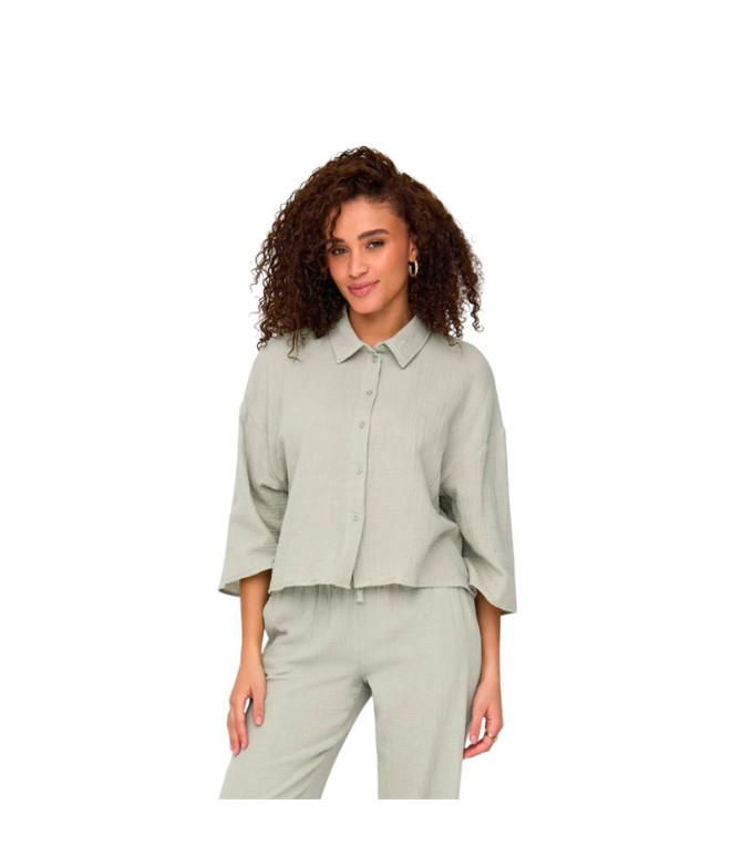 Camisa Only Jdytheis Life 3/4 Crop Noos Desert Sage Mulher