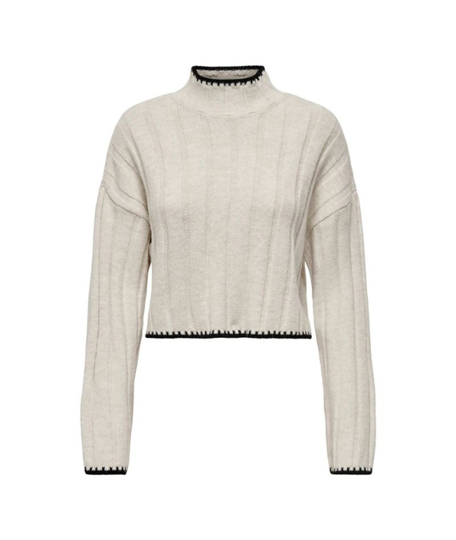 Camiseta Only Onlchick Stitch Ls Highneck Knt Noos  Mujer Pumice Stone