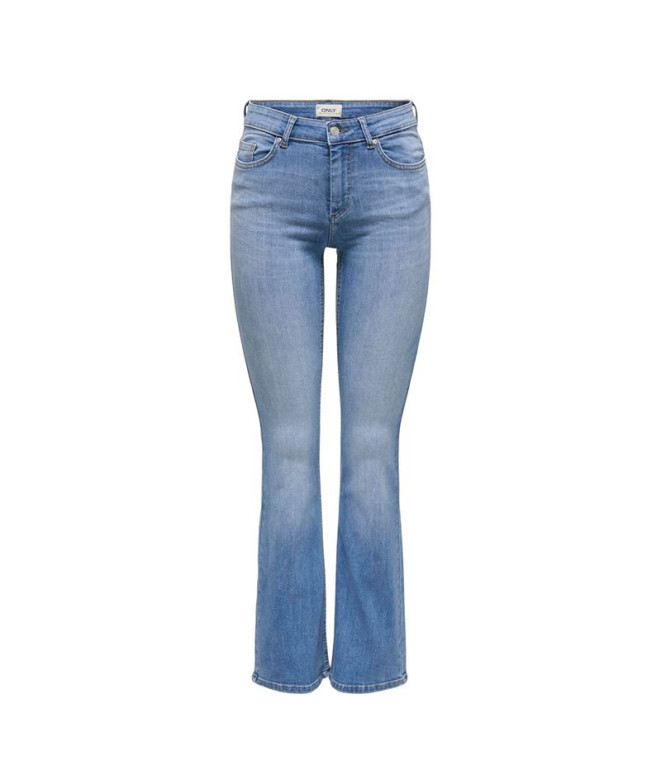 Pantalon Only Onlblush Mw Back Pock Fla Tai222 Dnmnoos Medium Blue Denim Femme