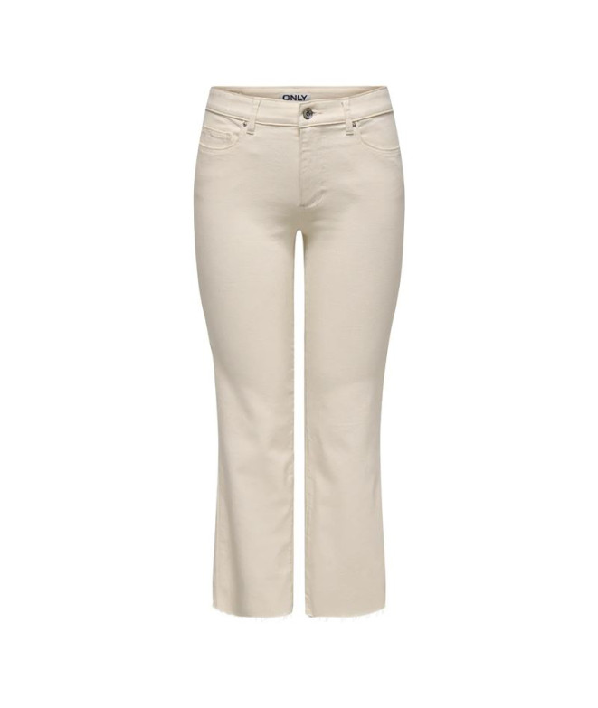 Calça Only Onlann-Kenya Mw Cr Ak Fla Ecru Dnm Noos Mulher Ecru