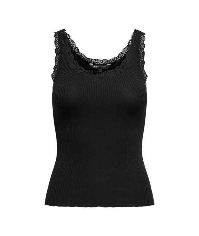 Camiseta Only Onlsara Sharai Lace Tank Noos Preto Mulher