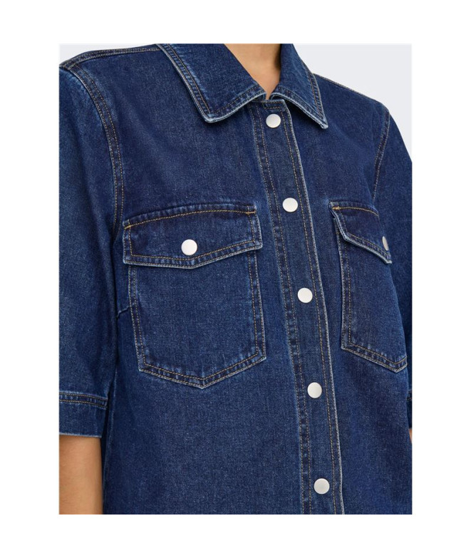 Only - Onlbelle S/S Button Dress Gua - 4506888 Dark Blue Denim