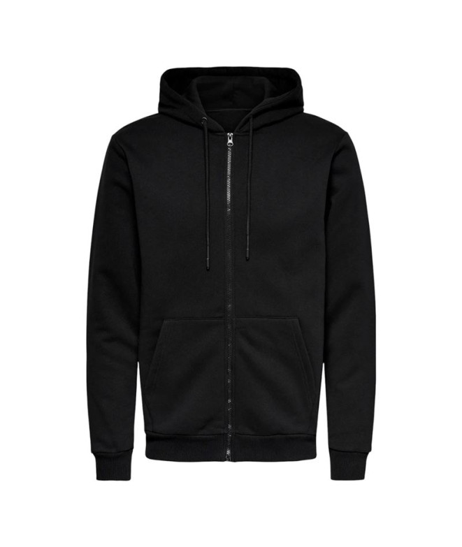 Sudadera Only & Sons Onsceres Zip Thr. ie Noos Black Hombre