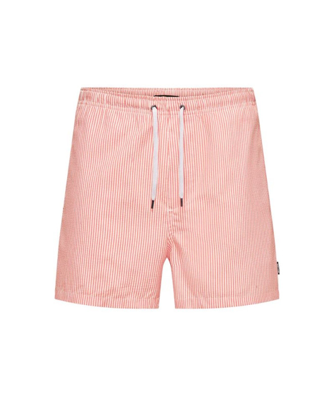 Bañador Only & Sons Onsted Stripe Seersucker Swim Noos Porcelain Rose Hombre