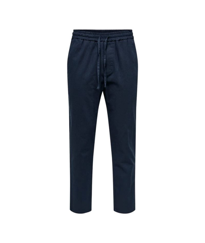 Pantalón Only & Sons Onslinus Crop 0007 Cot Lin Noos Dark Navy Hombre