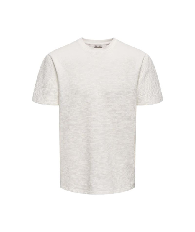 Camiseta Only & Sons Onskian Life Reg Seersucker Ss Noos Cloud Dancer Hombre