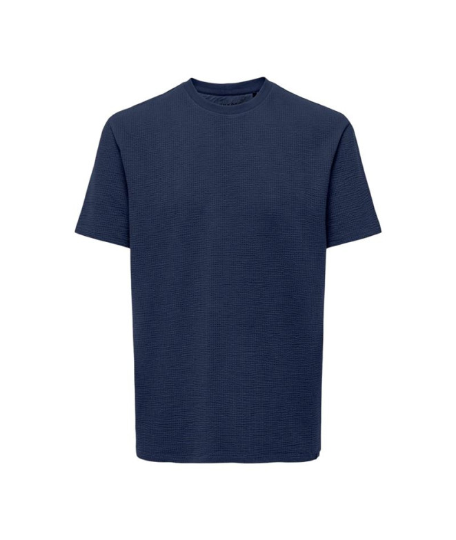 Camiseta Only & Sons Onskian Life Reg Seersucker Ss Noos Naval Academy Hombre