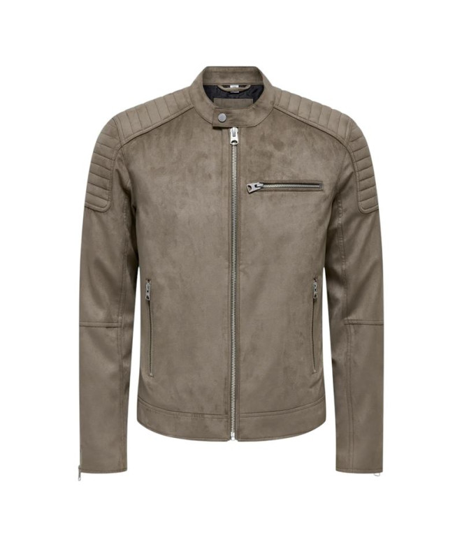 Chaqueta Only & Sons Onsgus Faux Suede Racer Otw Noos Falcon Hombre