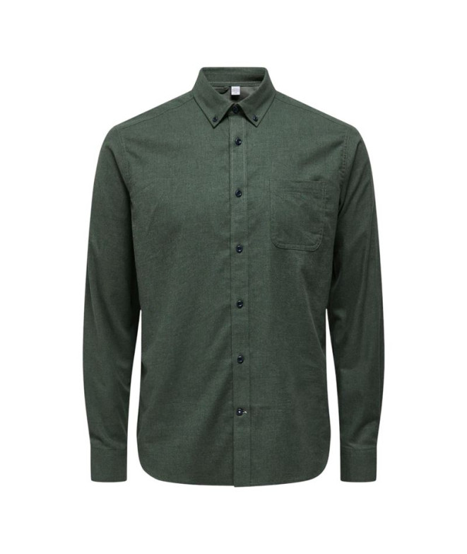 Camisa Only & Sons Onsroad Life Reg Melange Ls Noos Castor Gray Hombre