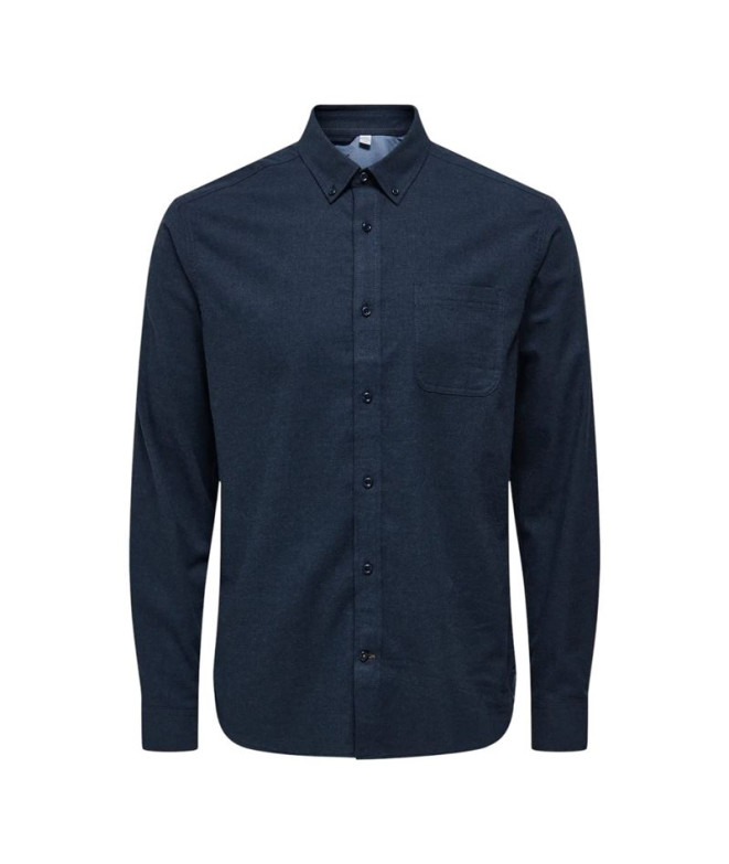 Camisa Only & Sons Onsroad Life Reg Melange Ls Noos Navy Blazer Hombre