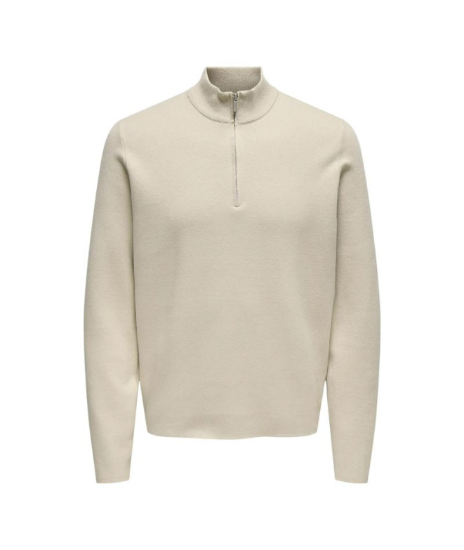 Camiseta Only & Sons Onscooper Half Zip High Neck Knit Noos Silver Lining Hombre