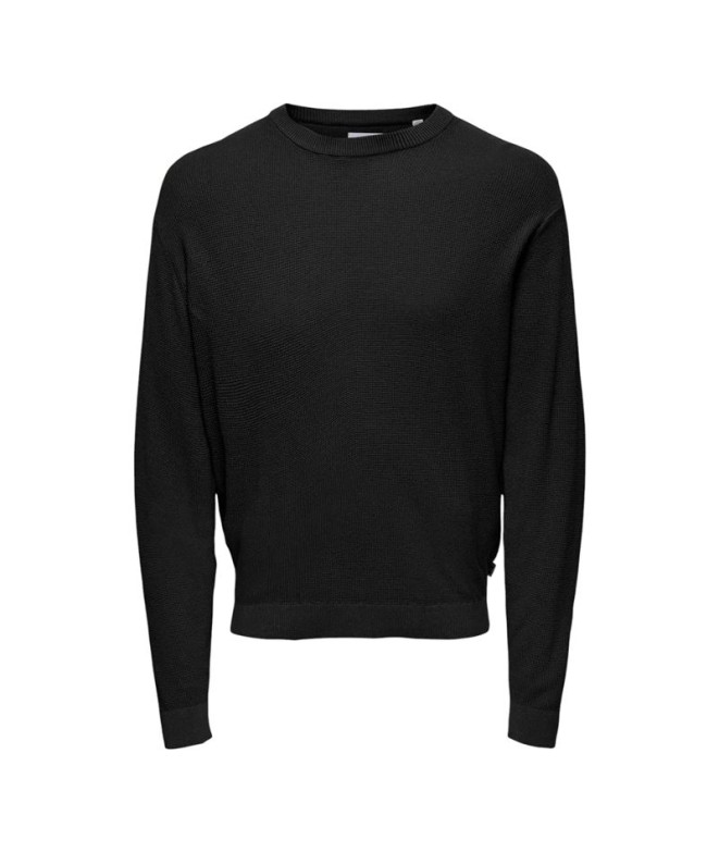 Camiseta Only & Sons Onstony Ds 12 Ls Waffle Crew Knit Noos Black Hombre