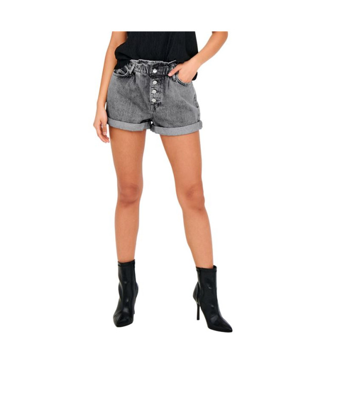 Pantalones Only Onlcuba Paperbag Dnm Noos Grey Denim Mujer