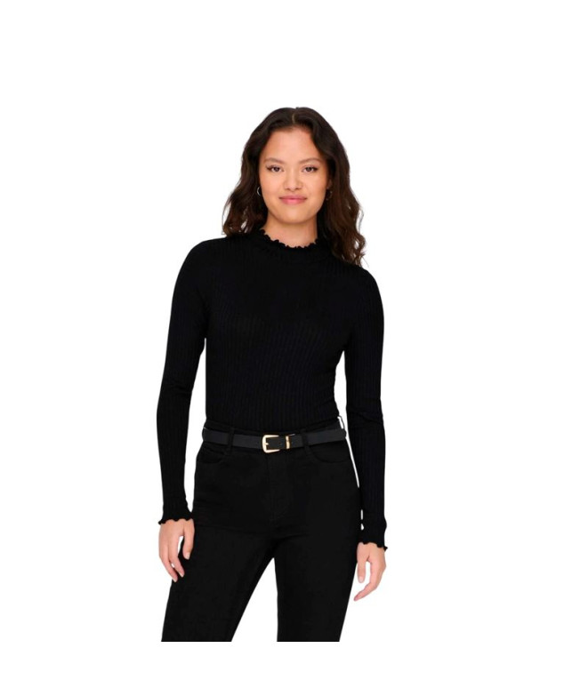 Camiseta Only Jdyfransiska Life L/S Hi-Nck Jr Noos Preto Mulher