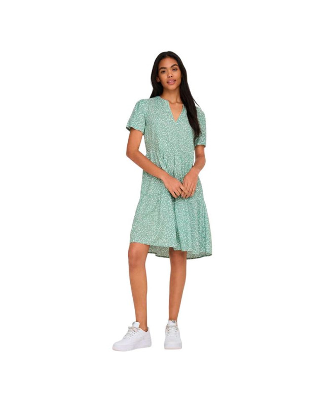 Vestido Only Onlzally Life S/S Thea Noos Ptm Chinois Green Aop:Wh Mujer